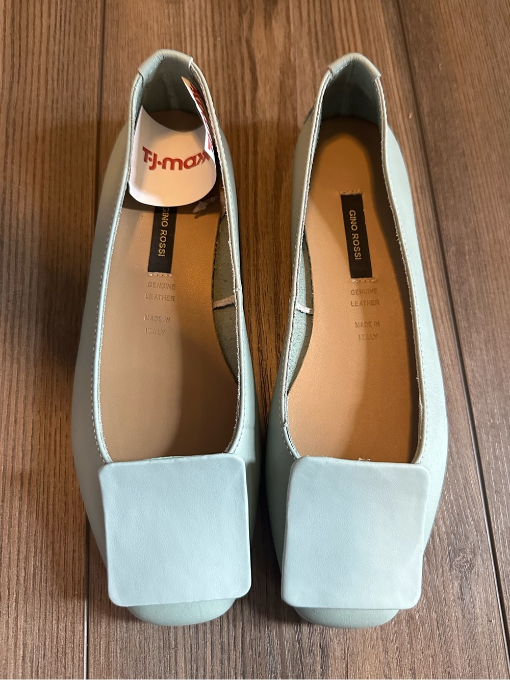 Gino Rossi Mint Leather Square-Toe Flats | Made in Italy | Size 36 / US 6 NWT